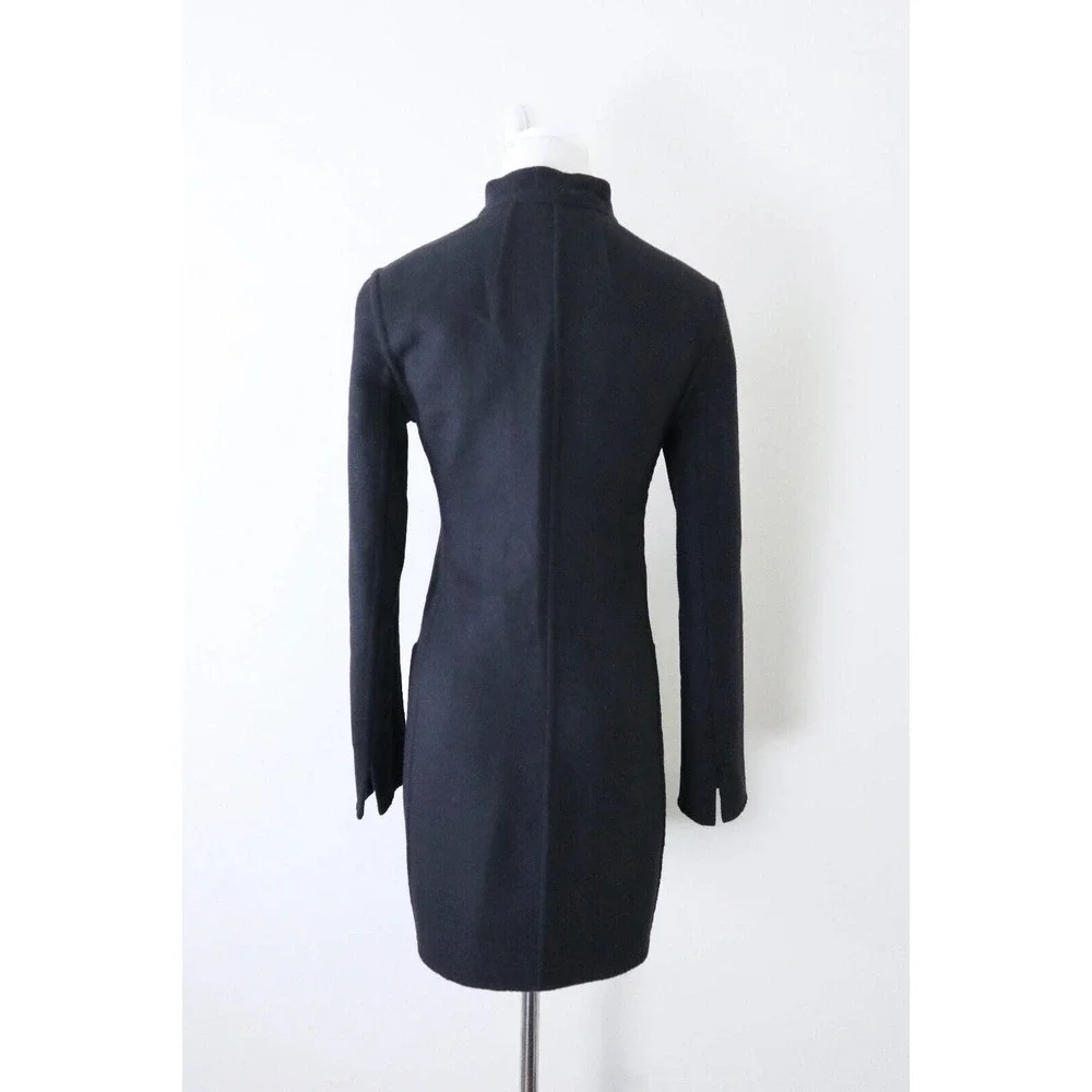 Akris US 4 Double Faced Wool Reversible Longline Jacket Navy Plaid Black - Picture 13 of 16